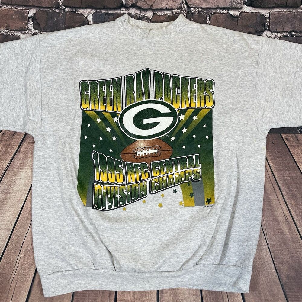 Vintage 1995 Green Bay Packers Crewneck Sweatshirt NFC Champions Gray Size XL - Picture 7 of 14